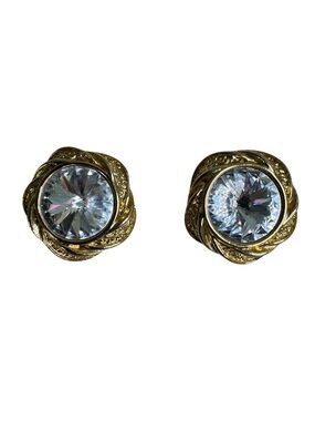 Gold-Tone Clear Crystal Swirl Stud Earrings